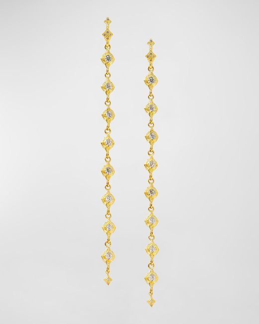 Armenta Metallic 18k Yellow Gold Diamond Scroll Drop Earrings