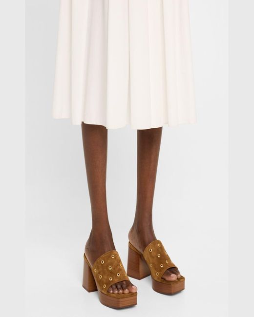 Gianvito Rossi Brown Suede Grommet Platform Mule Sandals