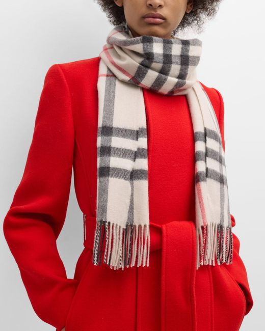 Burberry Red Giant-Check Cashmere Scarf