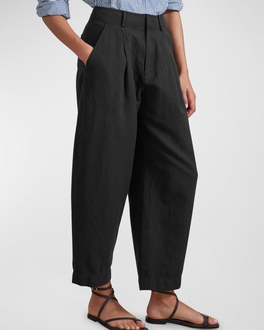 Apiece Apart Black Bari Cropped Wide-leg Pants