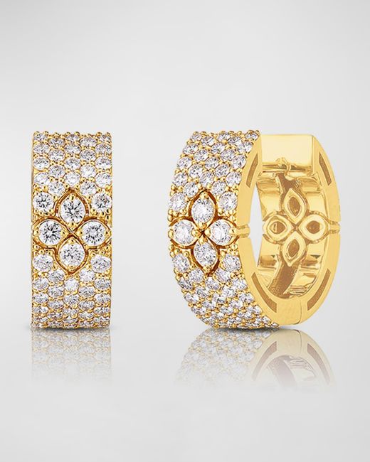 Roberto Coin Metallic Love In Verona 18k Yellow Gold Diamond Huggie Earrings