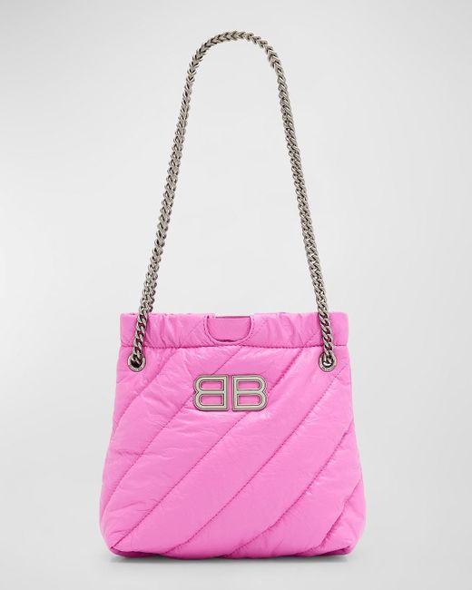 Balenciaga Pink Crush Xs Crinkled Leather Tote Bag