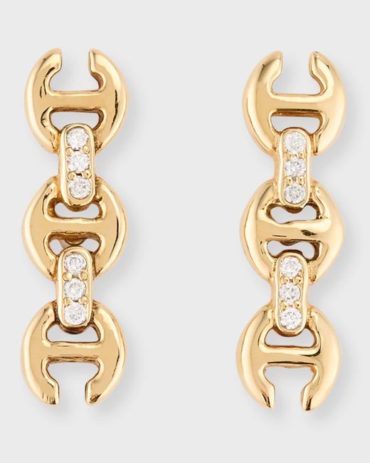 Hoorsenbuhs Metallic 18k Yellow Gold 3mm Toggle Stud Earrings With Diamond Bridges