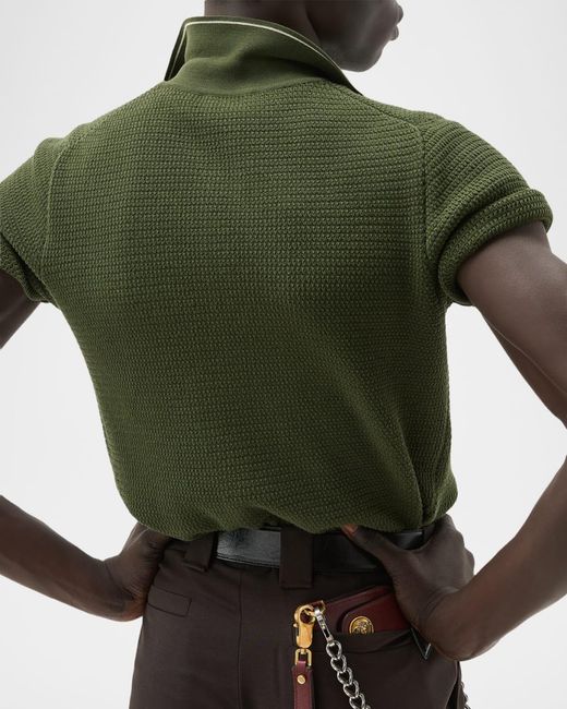 Versace Green Cotton Knit Button-Down Sweater for men