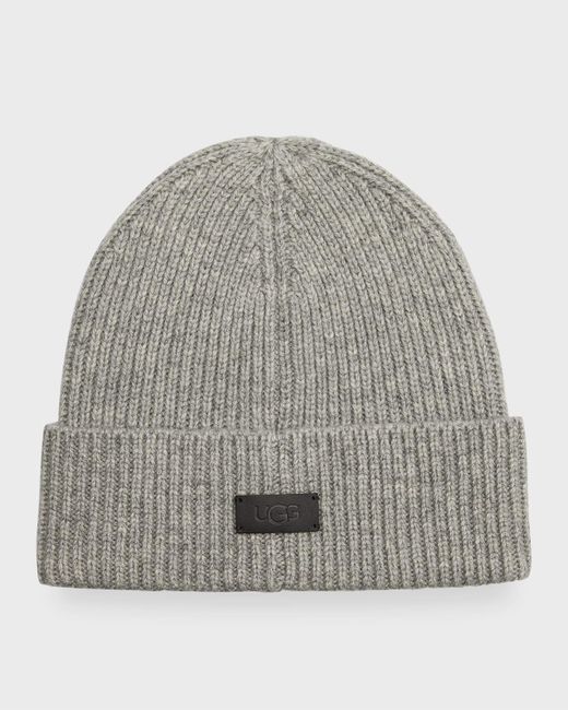 Ugg Gray Wide Cuff Ribbed Beanie Hat for men