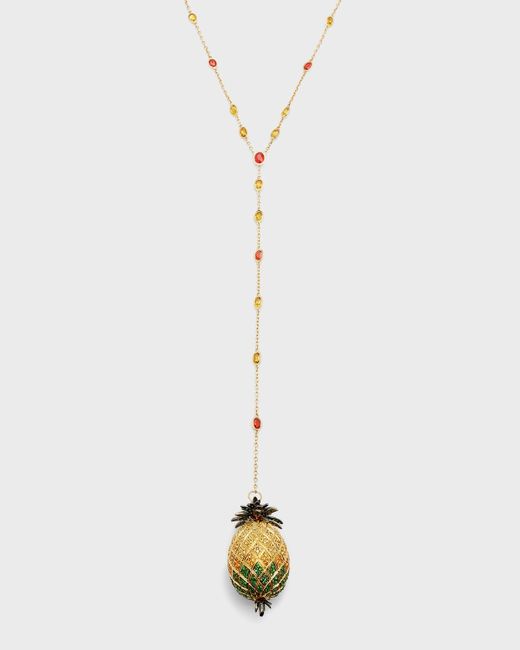 Alexander Laut White Y-drop Pineapple Pendant Necklace