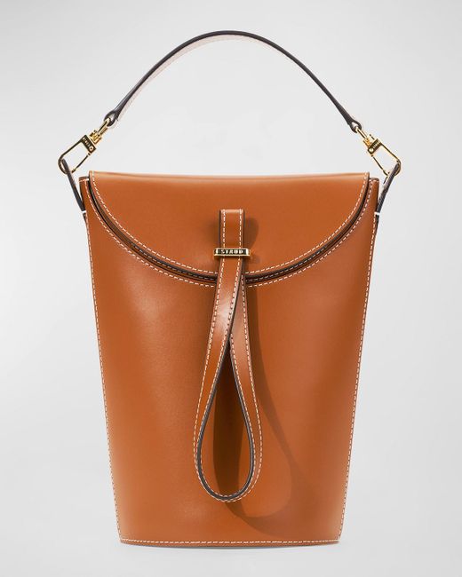 Staud Brown Phoebe Convertible Leather Bucket Bag