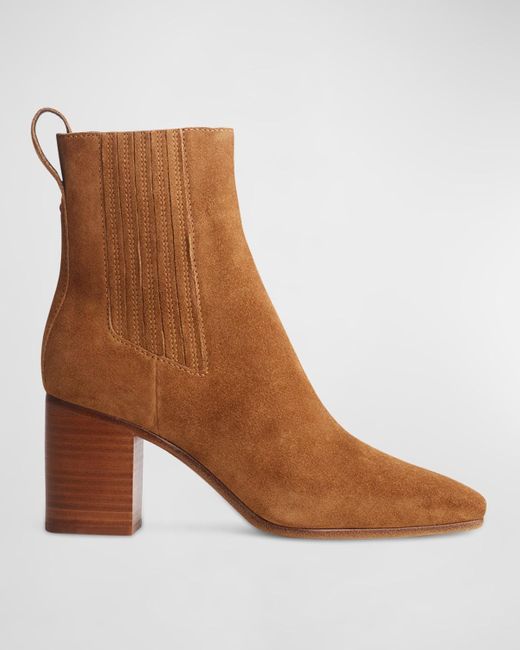 Rag & Bone Brown Astra Suede Square-Toe Chelsea Boots