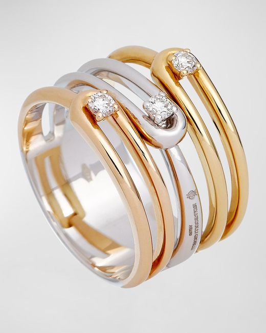 Krisonia Metallic 18k Yellow And White Gold Ring With Diamonds, Size 7