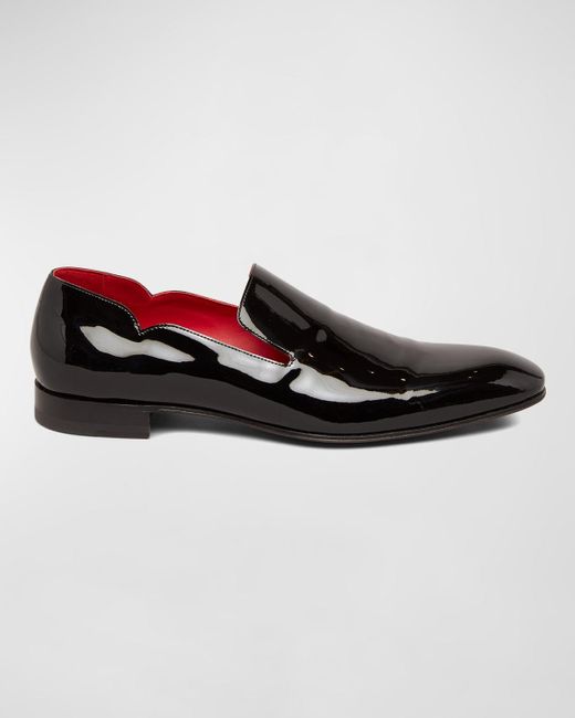 Christian Louboutin Black Dandy Chick Flat Patent Leather Loafers for men
