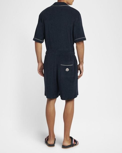 Moncler Blue Apos;S Terry Drawstring Shorts for men