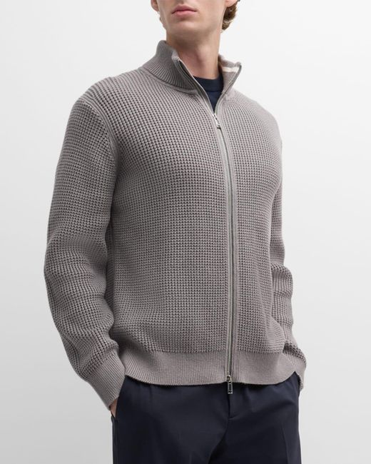 Theory Gray Gary Cashton Full-Zip Knit Sweater for men