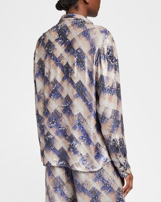 Dries Van Noten White Chowy Sequined Button-Front Blouse