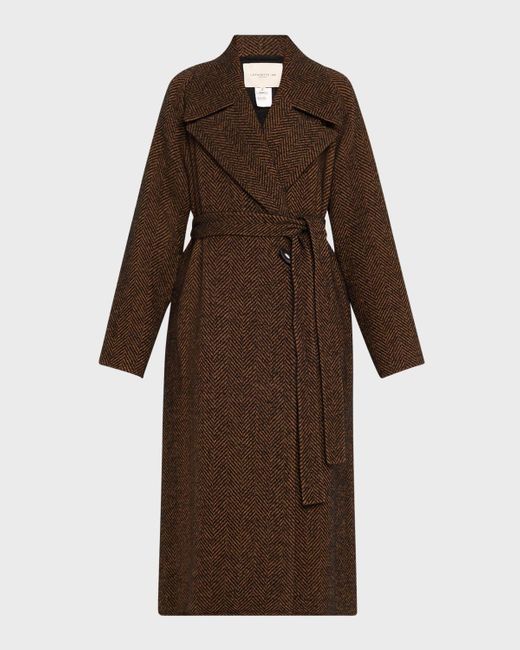 Lafayette 148 New York Chevron Alpaca Wool Coat in Brown | Lyst