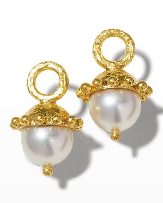 Elizabeth Locke Metallic White Pearl Earring Pendants