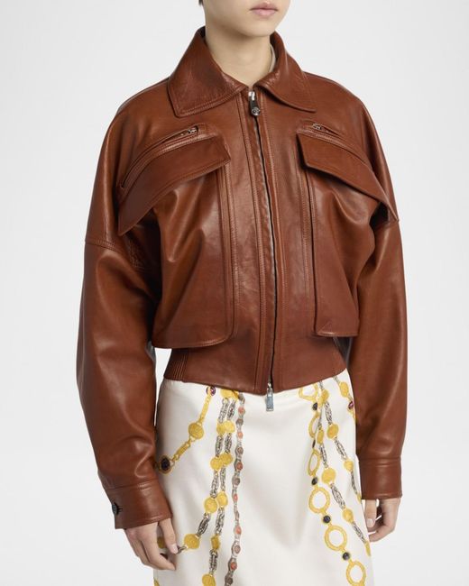Versace Brown Blouson Leather Jacket