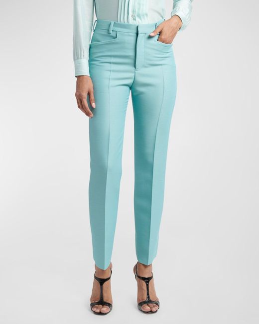 Tom Ford Blue Tailored Straight-leg Wool Trousers