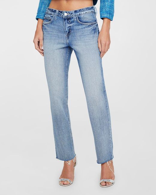 L'Agence Blue Milana Low-Rise Cropped Straight Jeans