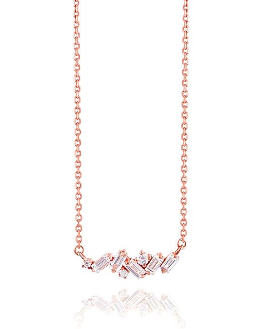 Suzanne Kalan White 18k Gold Mixed Mini Diamond Bar Necklace
