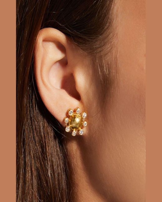 Elizabeth Locke Metallic Diamond-detailed 19k Gold Dome Earrings
