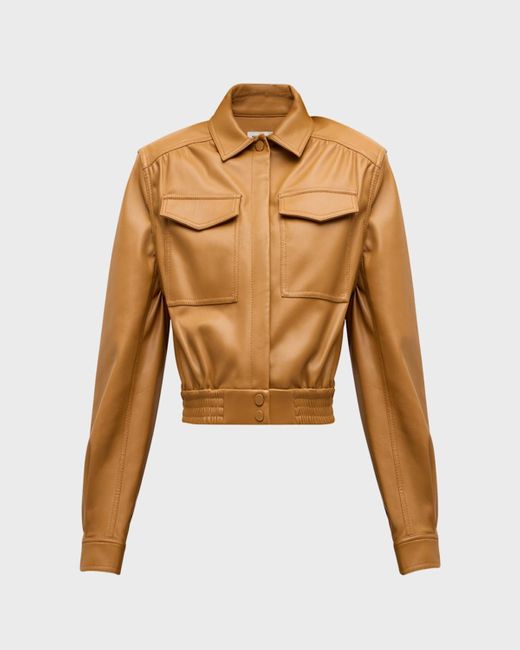 Jonathan Simkhai Brown Marbella Cropped Faux Leather Utility Jacket