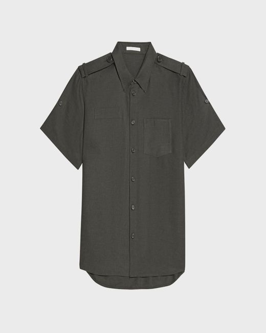 Helmut Lang Gray Archive Epaulette Short-Sleeve Shirt for men