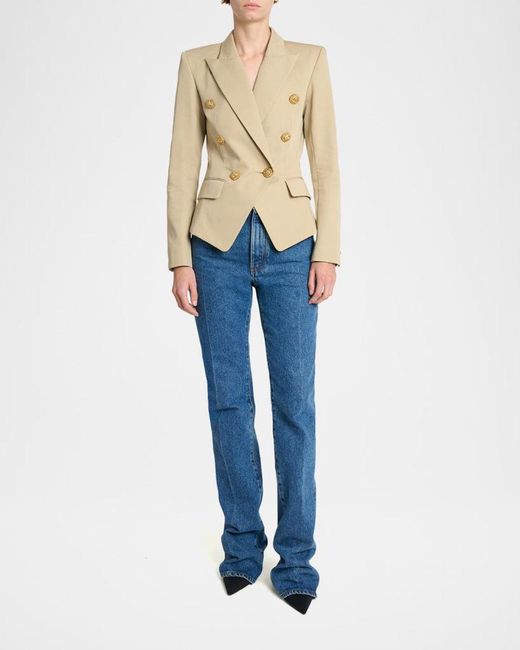 Balmain Natural 6-Button Double-Breasted Gabardine Jacket