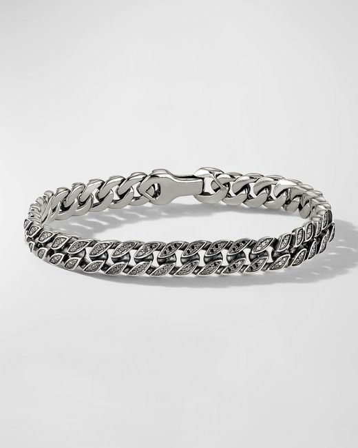 David Yurman Metallic Black Diamond Curb Chain Bracelet for men