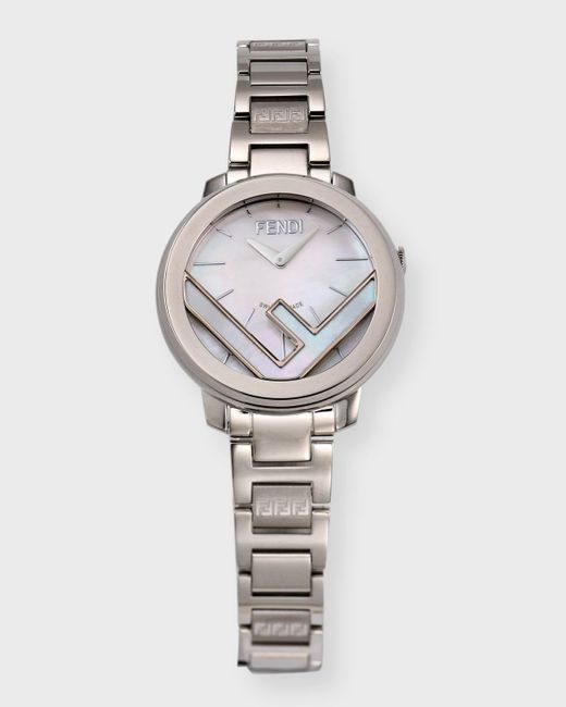 Fendi Metallic F Is 28Mm Mother Of Pearl Watch With Bracelet Strap