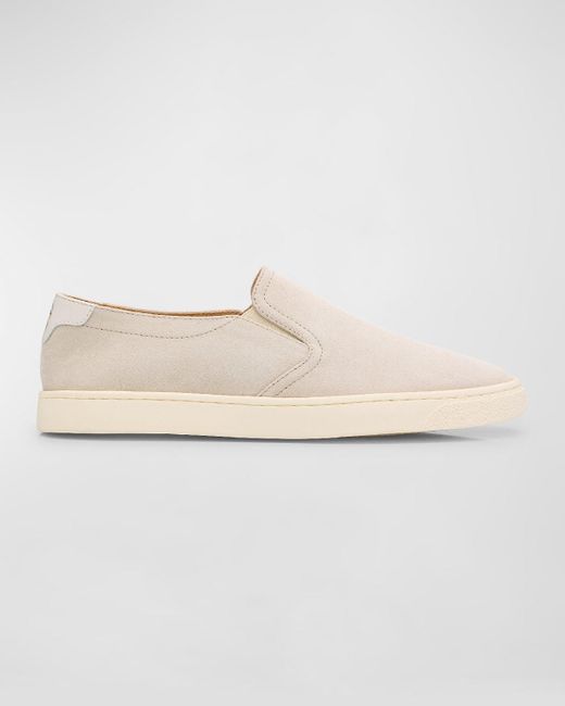Brunello Cucinelli Natural Suede Low-Top Slip-On Sneakers for men
