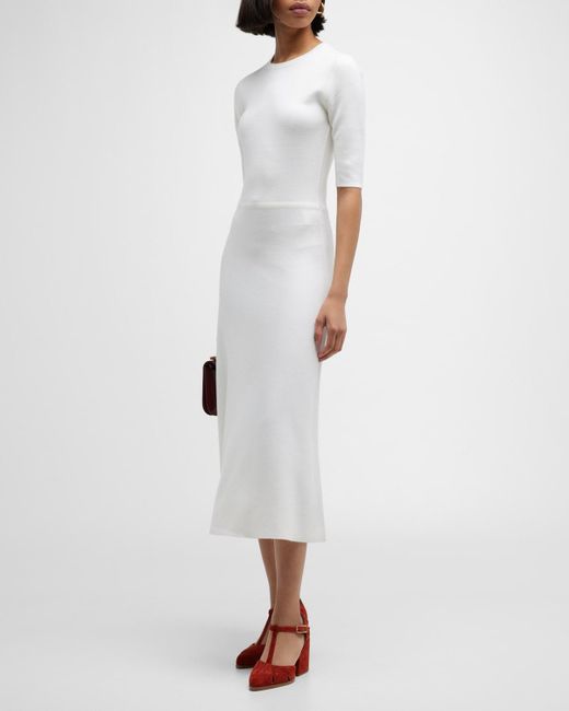 Gabriela Hearst White Seymore Cashmere Blend Midi Dress
