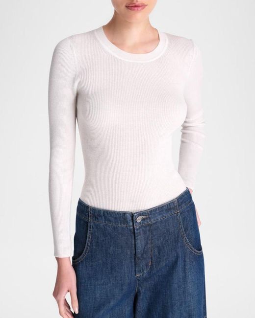 Twp White Ribbed Wool Pullover