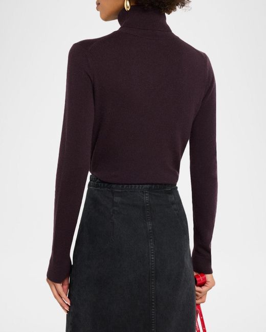 Neiman Marcus Blue Cashmere Basic Turtleneck Top
