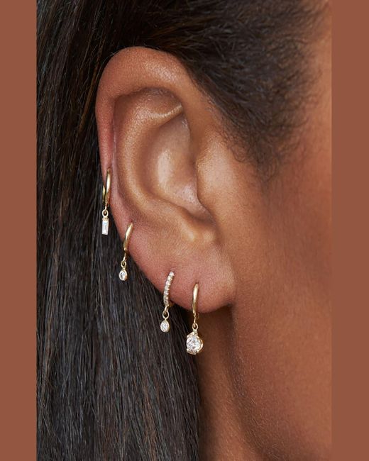 Jennifer Meyer Metallic 18k Huggie Hoop Diamond Drop Earrings