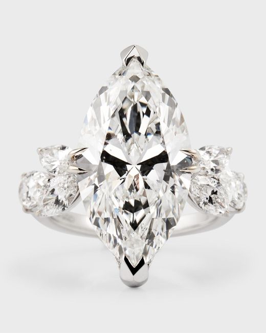 Neiman Marcus White 18K Marquise Lab Grown Diamond Ring, Size 7