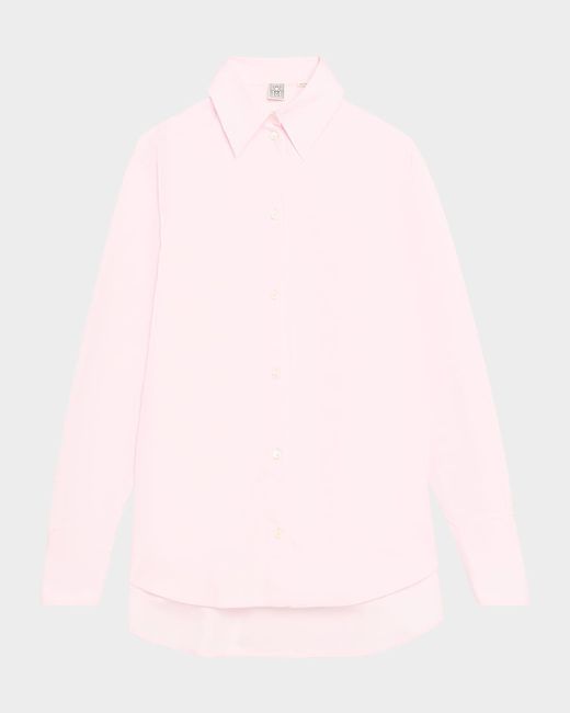 Totême  Pink Kimono-Sleeve Poplin Button-Down Shirt