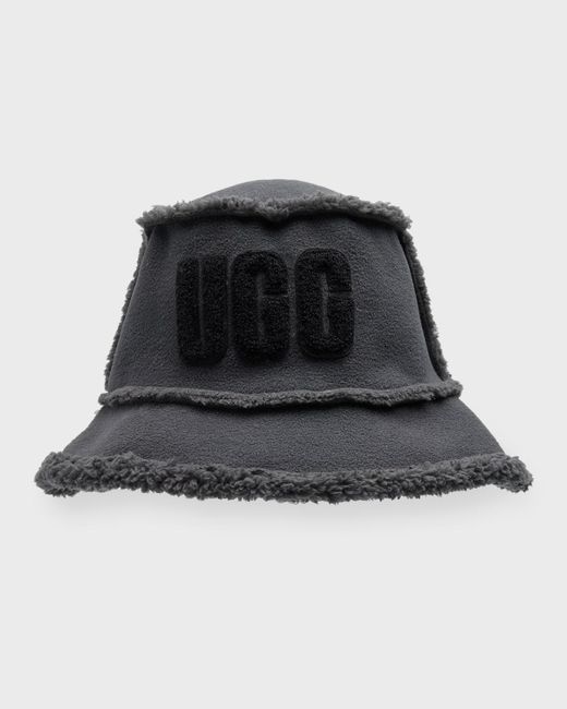 Ugg Black Logo Fleece Bucket Hat