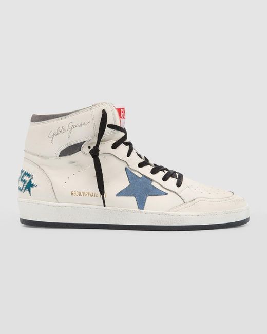 Golden Goose Deluxe Brand White Sky-star Leather High Top Sneakers for men