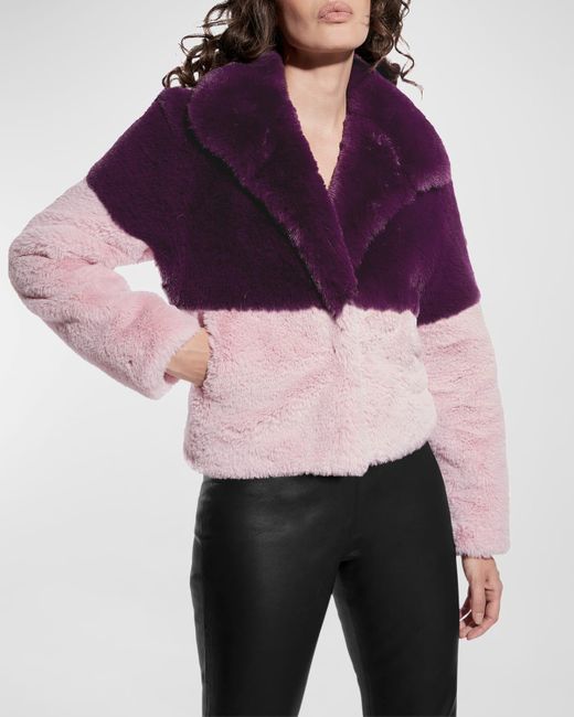 AS by DF Purple Holden Two-tone Faux Fur Chubby Coat