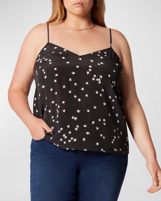 Equipment Black Plus Size Layla Star-print Silk Cami