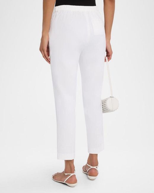 Theory White Treeca Cropped Slim Pull-On Pants
