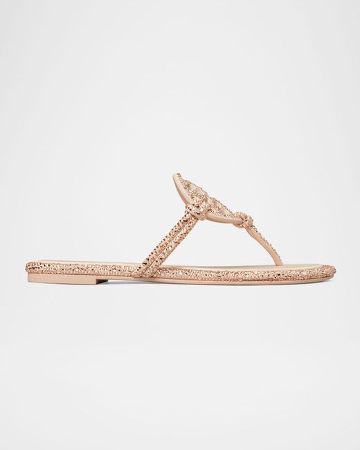 Tory Burch Women's White Miller Embellished Medallion Flat Thong