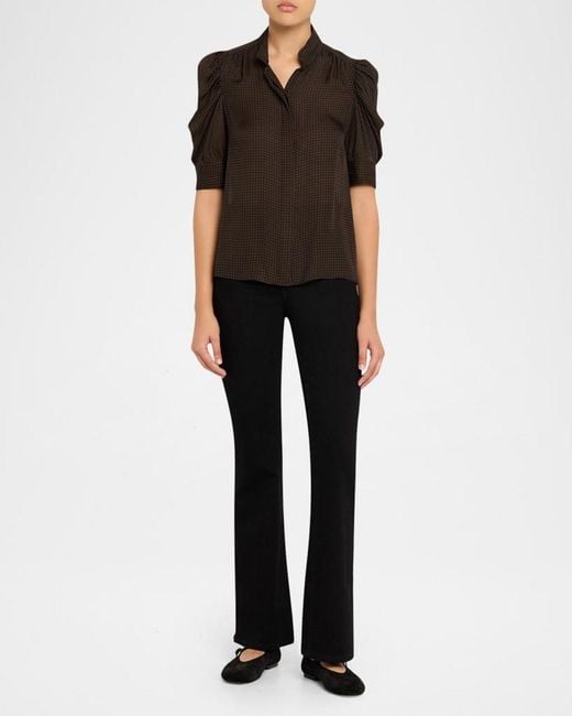 FRAME Brown The Houndstooth Blouse