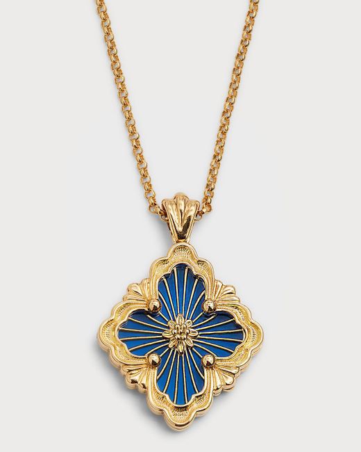 Buccellati White Opera Tulle Pendant Necklace In Big Motif Blue And 18k Yellow Gold