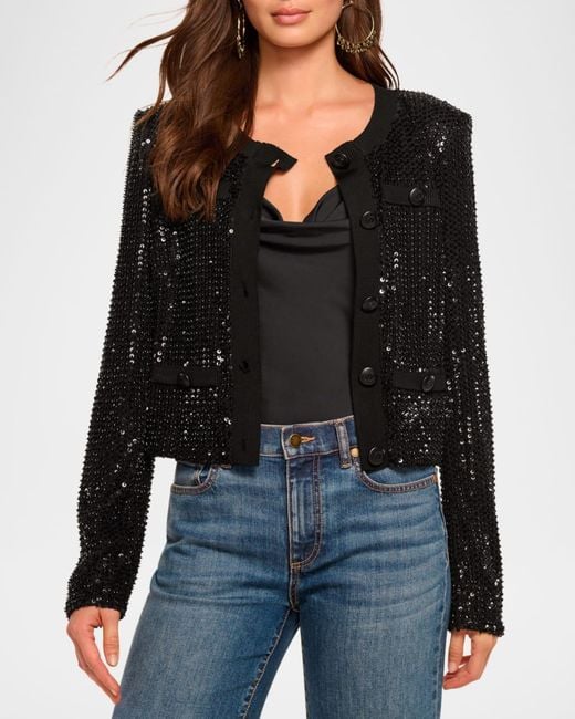 Ramy Brook Black Anna Sequined Jacket