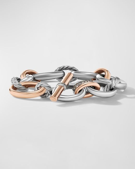David Yurman Multicolor Dy Mercer Bracelet With Diamonds And 18k Rose Gold In Silver, 25mm