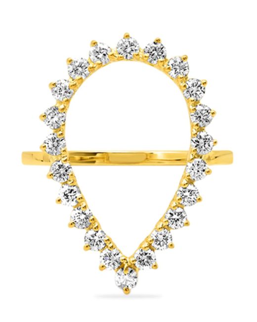 Jennifer Meyer Metallic Yellow Gold Diamond Open Teardrop Ring