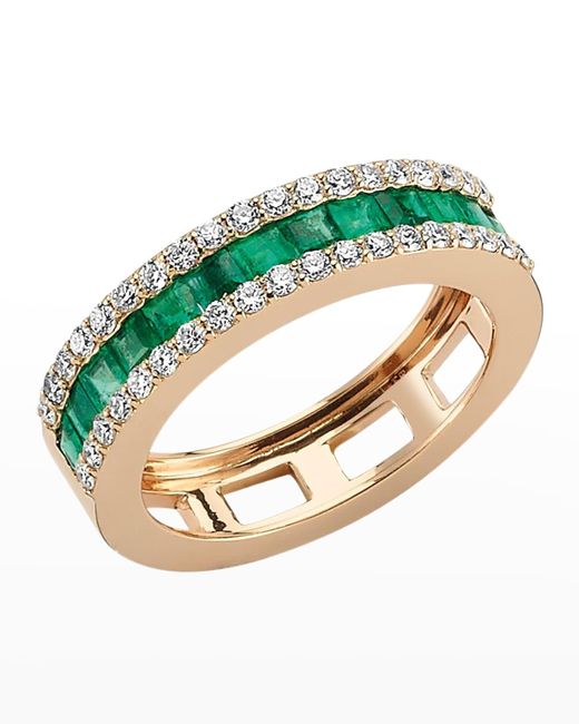 BeeGoddess Blue Mondrian Diamond And Emerald Ring