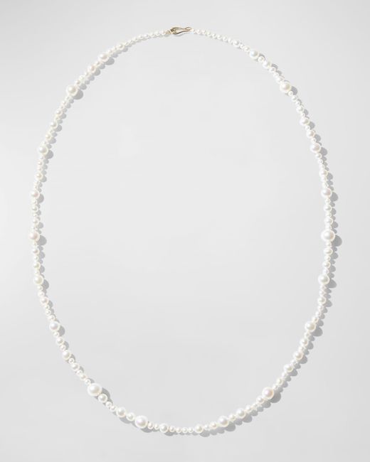 Mizuki 14k Yellow Gold Multi-size White Freshwater Pearl Strand Necklace