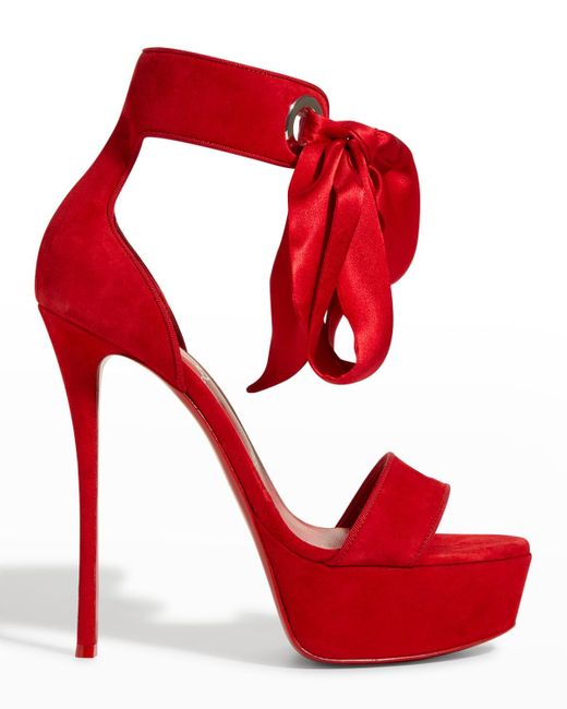 Christian Louboutin Torrida Silk Bow Red Sole Platform Sandals